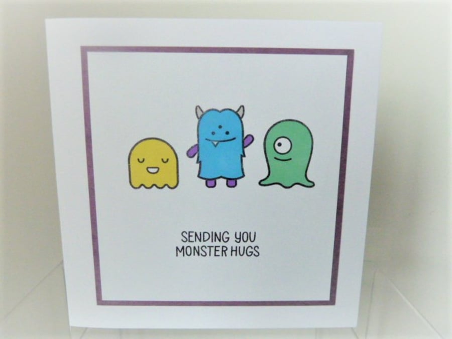 monster hugs handmade card