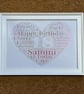 18th Birthday Typography Foiled Heart Print - Personalised A4 Framed Print - Image 1