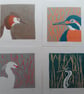 Limited edition mini reduction linoprint great crested Grebe  - Image 5