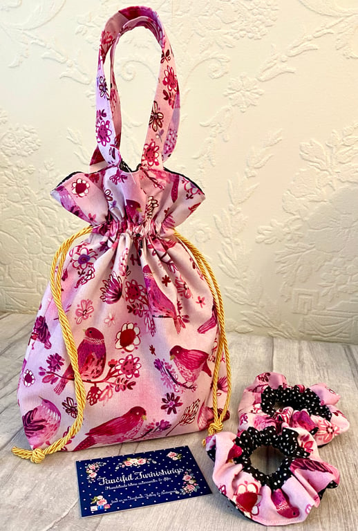 Beautiful Childs Bag - Dolly Bag  with matching hair scrunchies - girls bag set