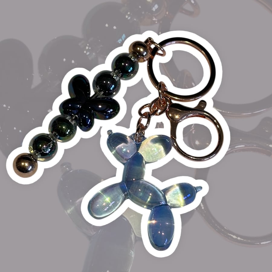 A Butterfly Balloon Dog Keyring