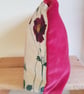 Large fabric zipped pouch: floral with pink velvet - Image 4