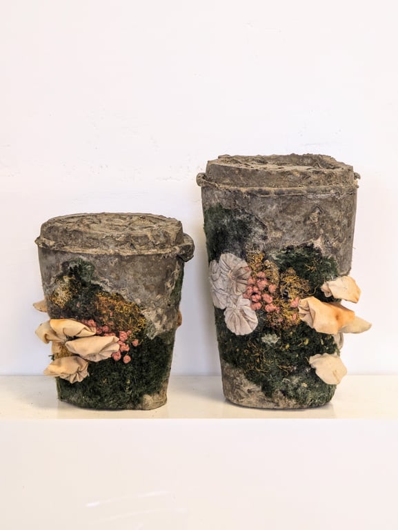 Woodland Walks - coffee cup sculptures from recycled materials  