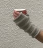 FINGERLESS MITTS , wristwarmers .'Tamar Valley'  Alpaca and wool. Light grey. - Image 4