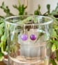 Amethyst earrings on silver plated hook - February birthstone - Image 1