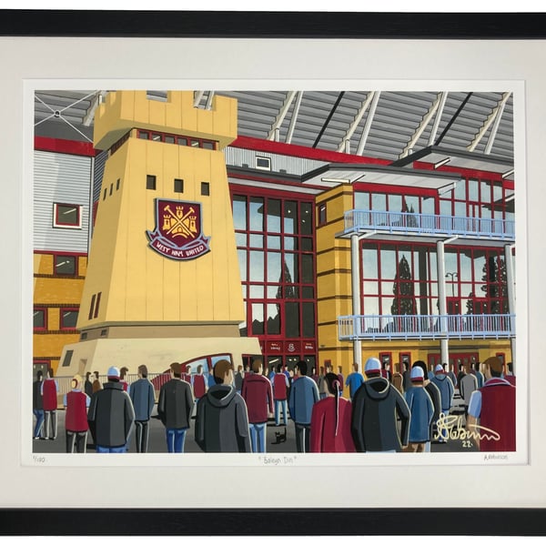 West Ham Utd, Boleyn Ground, Limited Edition Framed Art Print (20" x 16")
