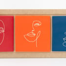 Face Tile Triptych in Frame
