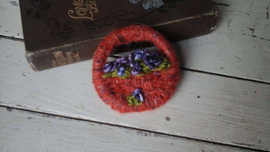 violet basket brooch 