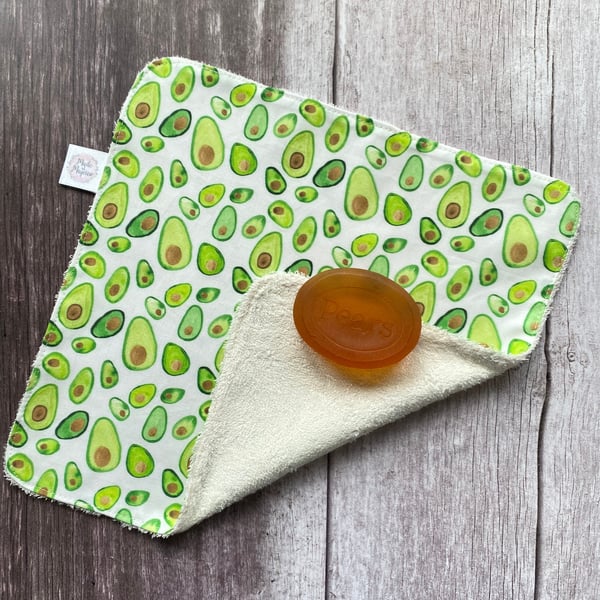 Jumbo Organic Bamboo Cotton Wash Face Cloth White Avocado 