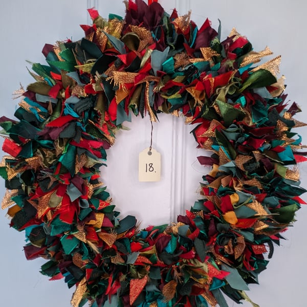 Christmas Handmade Upcycled Guilt Free Wreath xmas colour mix