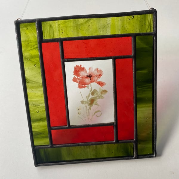 Seconds Sunday Stained Glass Poppy Panel