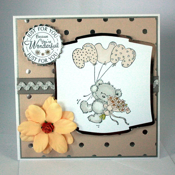 Cute bear Mum card - birthday or Mother's Day card