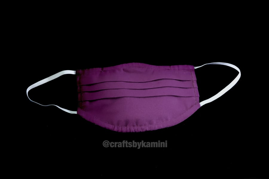 Purple washable face covering with nose wire and filter pocket(postage included)