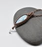 Wire Woven Larimar, Clear Quartz and Copper Pendant - Image 6