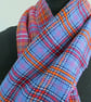 Handwoven Blue Tartan Scarf - Image 5