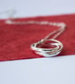 Sterling Silver Textured Interlinking Rings Pendant, hoops pendant - Image 4