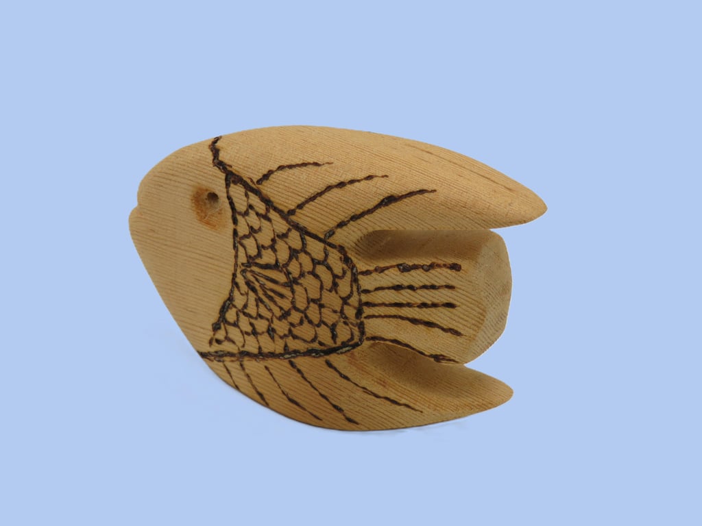 Hand carved Pitch Pine wood Angel Fish.SKU-Fi05
