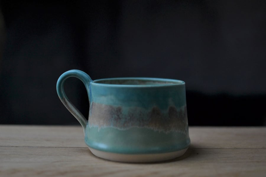 skyline cup - glazed in beautiful turquoise and greens