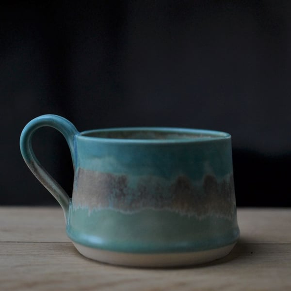 skyline cup - glazed in beautiful turquoise and greens