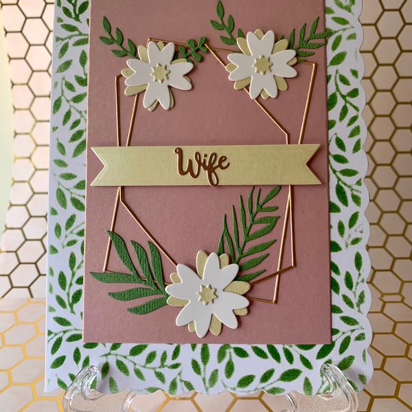Handmade Wife Floral Birthday Card