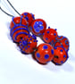 Handmade orange and blue lamp work glass beads - Image 6