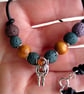 Baltic Amber Sterling Silver Astronaut Pendant & Gemstone Leather Cord Necklace  - Image 3