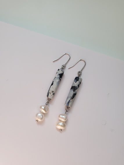 Handmade Polymer Clay Dangle Earrings - Marble Cascade" Earrings