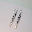 Handmade Polymer Clay Dangle Earrings - Marble Cascade" Earrings