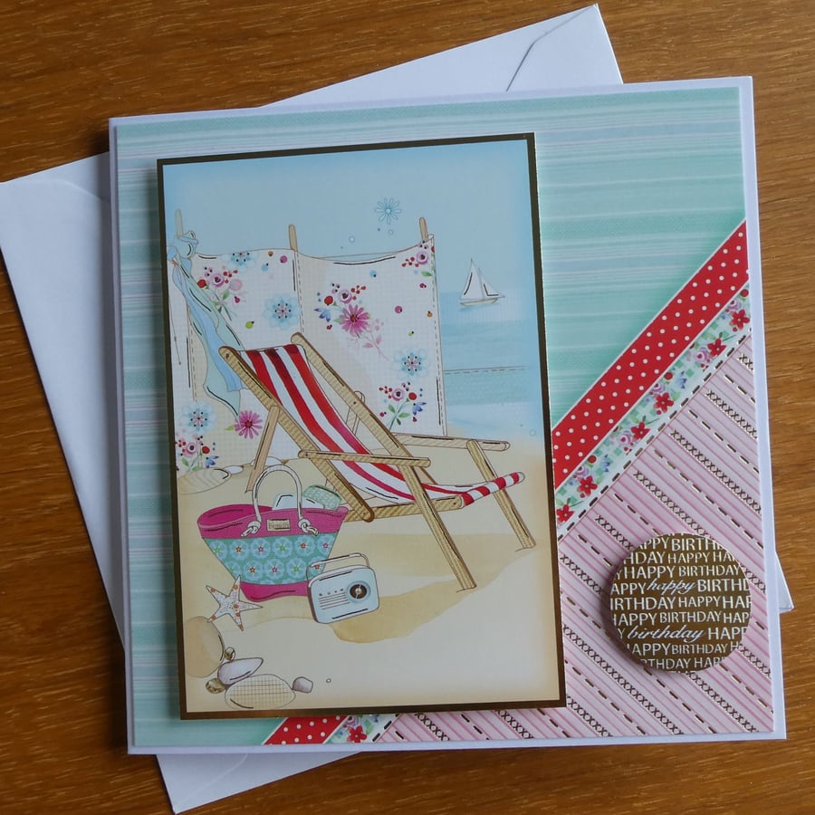Birthday Card - Deckchair and Windbreak