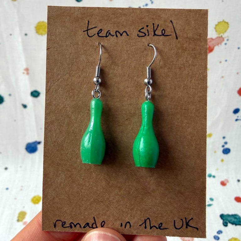 Green Skittle Earrings - Surgical Steel Hooks - Old Stock - Super Seconds
