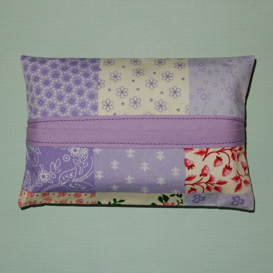 Pocket tissue holder - Patchwork lilac