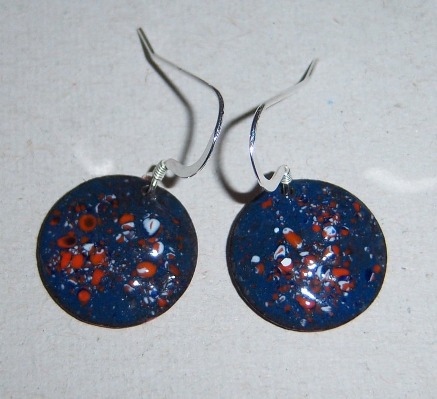 Dark blue enamel earrings