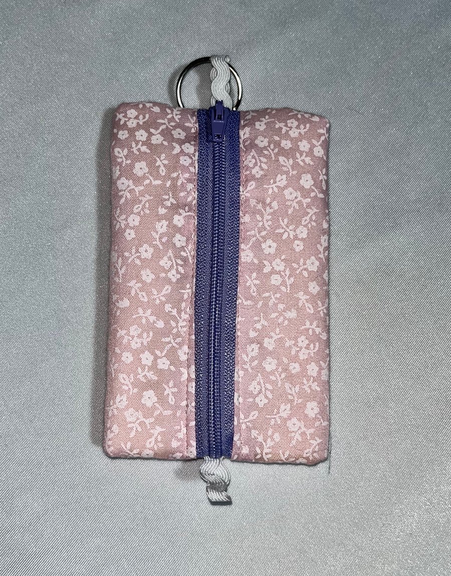 Mini zipper pouch pink floral
