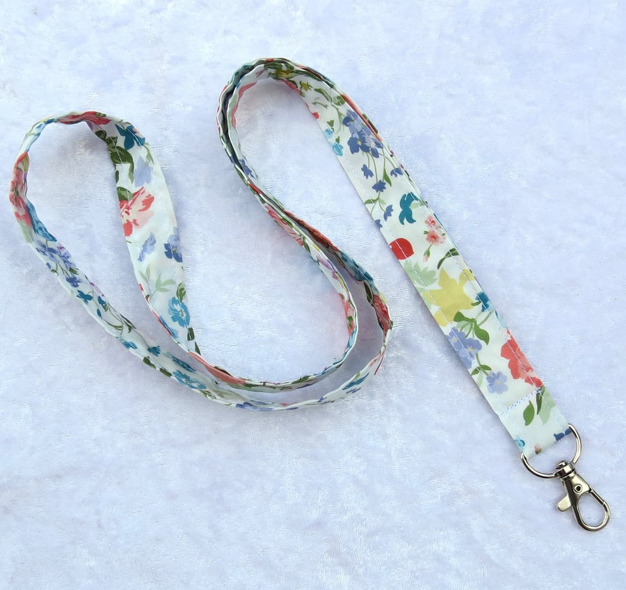 Liberty Tana Lawn lanyard, with swivel lobster clip, floral