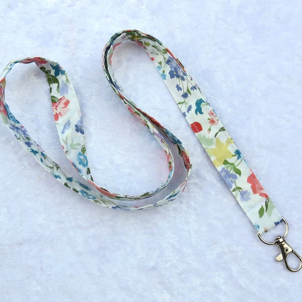 Liberty Tana Lawn lanyard, with swivel lobster clip, floral