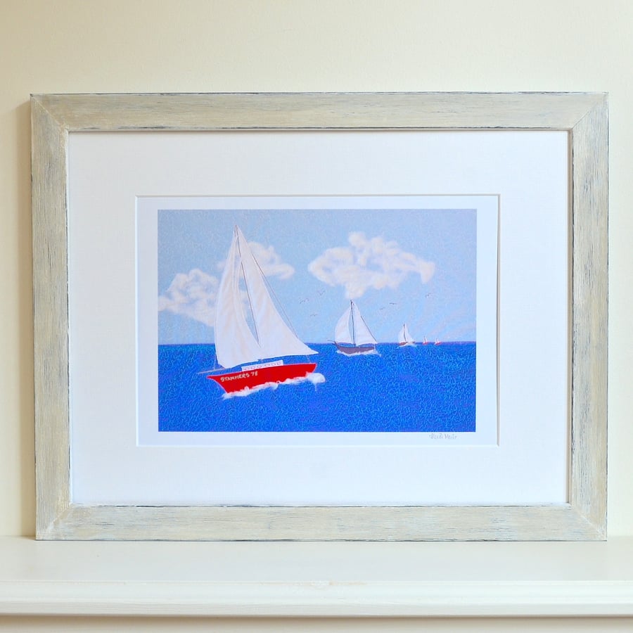 Personalised Sailing boat print - custom bespoke boat picture