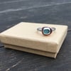 Handmade turquoise sea glass, silver & copper ring size O