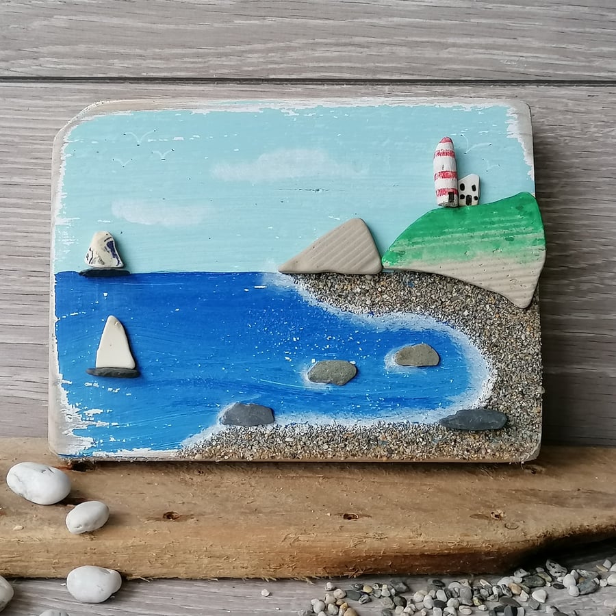 Palletwood plaque cove scene