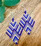 Handmade Beadwork Earrings in Blue & Copper with a Chevron Design - Image 7