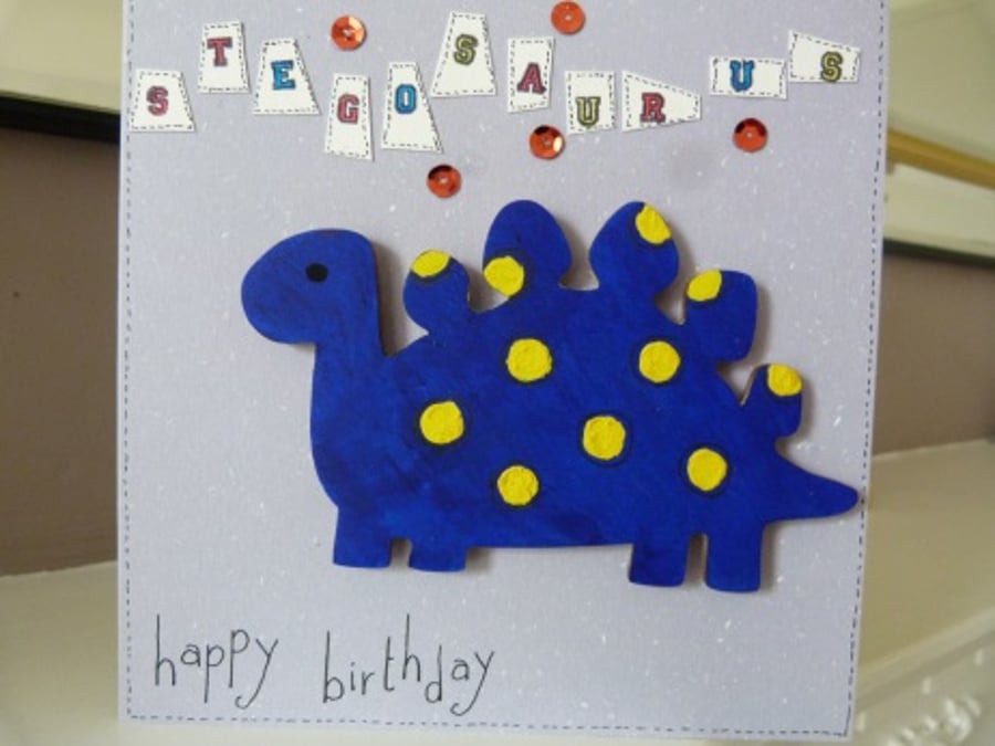 Childs Stegosaurus Birthday Card