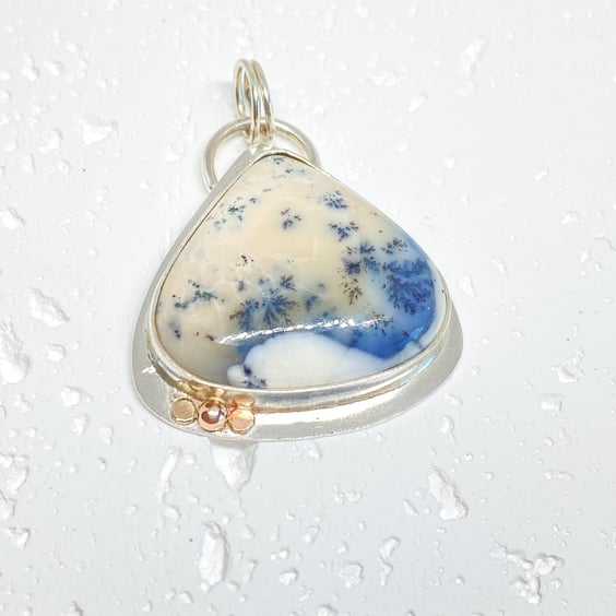 Dendrite Opal Silver and Gold Pendant 