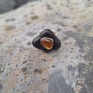 Silver ring with bogwood and citrine.