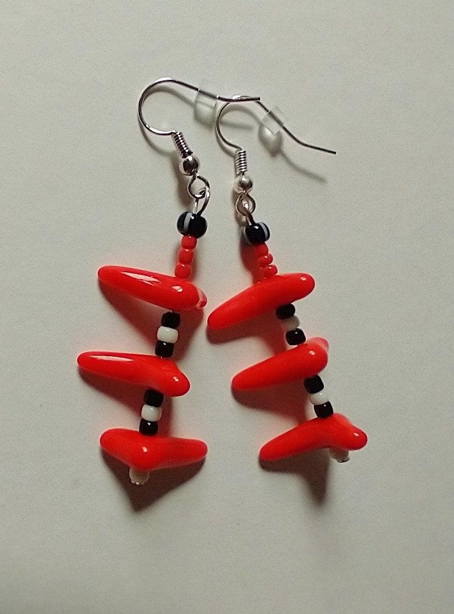Striking Red Drop  Earrings 