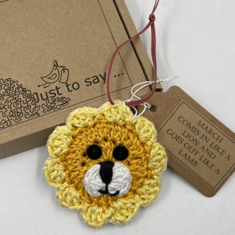 Crochet Lion Lamb Hanger - 'March in like a lion, out like a lamb'