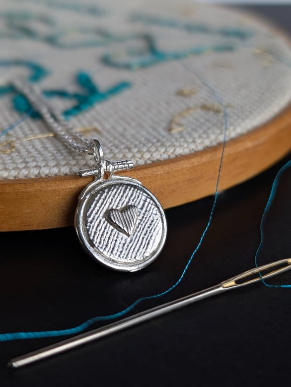 Sewing Hoop Necklace - Silver Embroidery Hoop Pendant - Gift for Sewing Lovers
