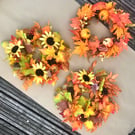 Autumn leaves grapevine door wreath sunflower hanging porch decor for Halloween 