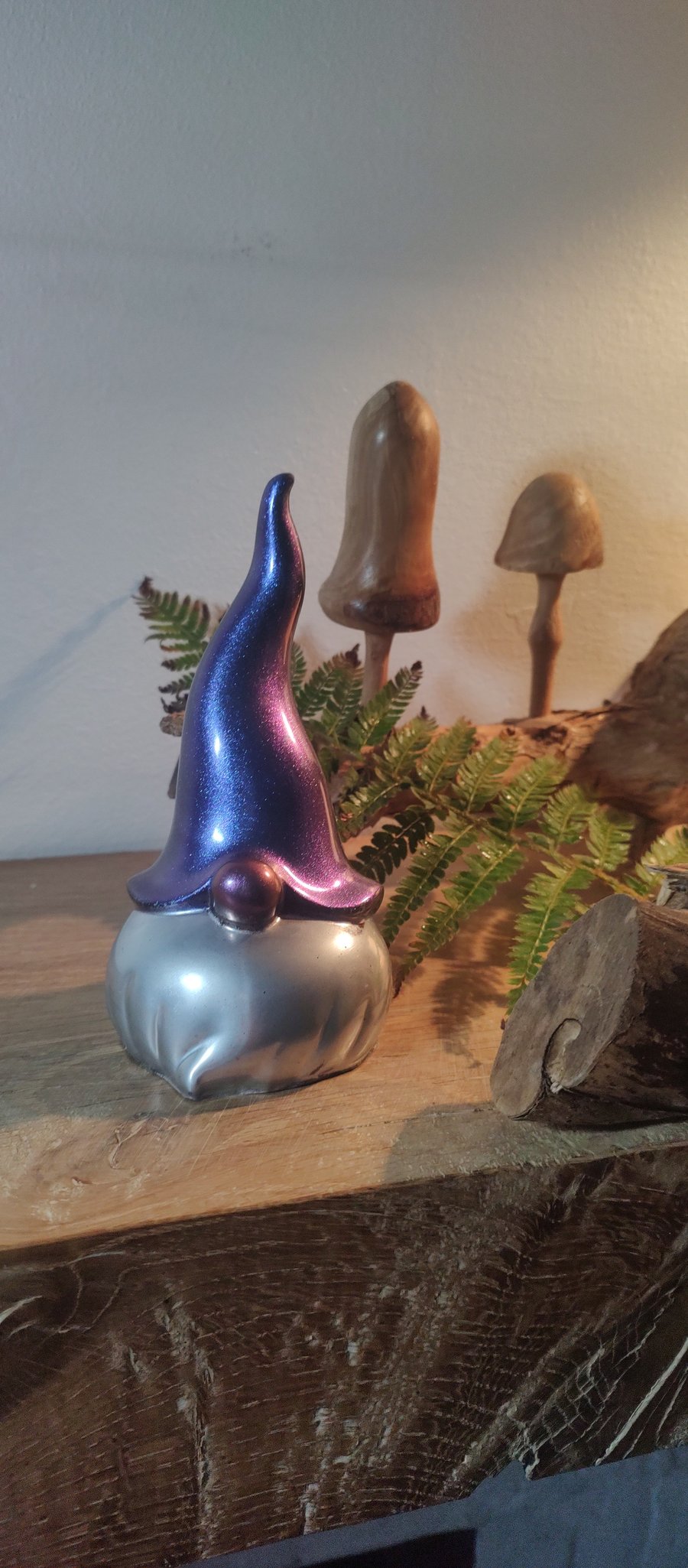 Resin Gonk - metallic purple hat, matallic pink nose and silver beard