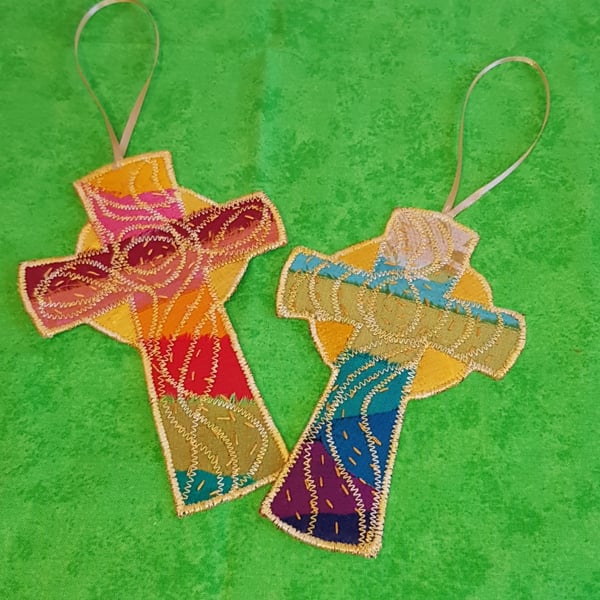 Sari silk Celtic Cross