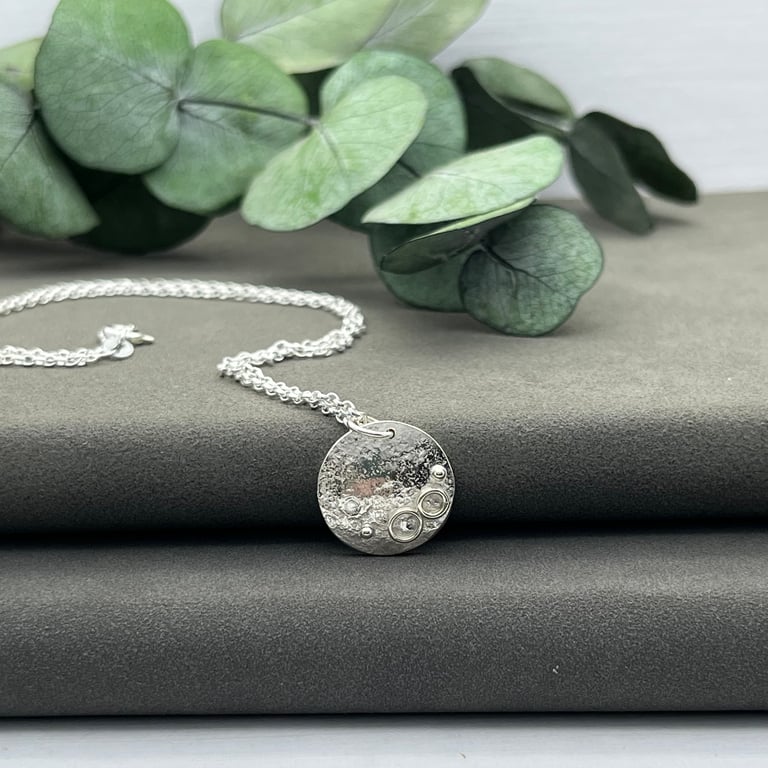 Handmade Sterling Silver Full Moon Pendant 1