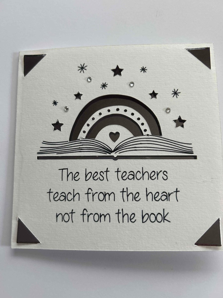Teacher thank you card teach from the heart 